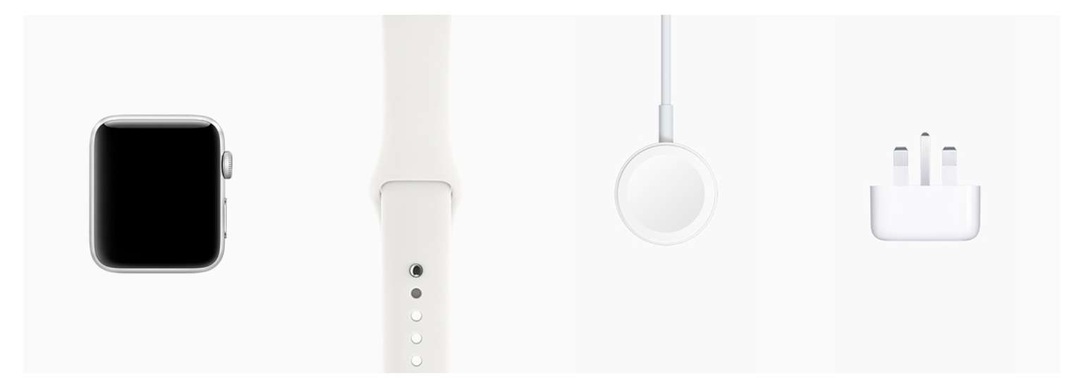 Apple Series 3 (GPS + Cellular) Silver Aluminium Case with White Sport Band