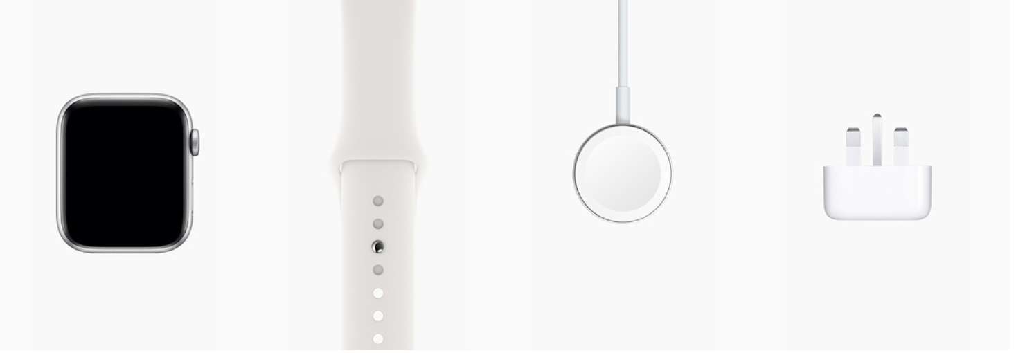 Apple Watch 4 (GPS + Cellular) Silver Aluminium Case with White Sport Band